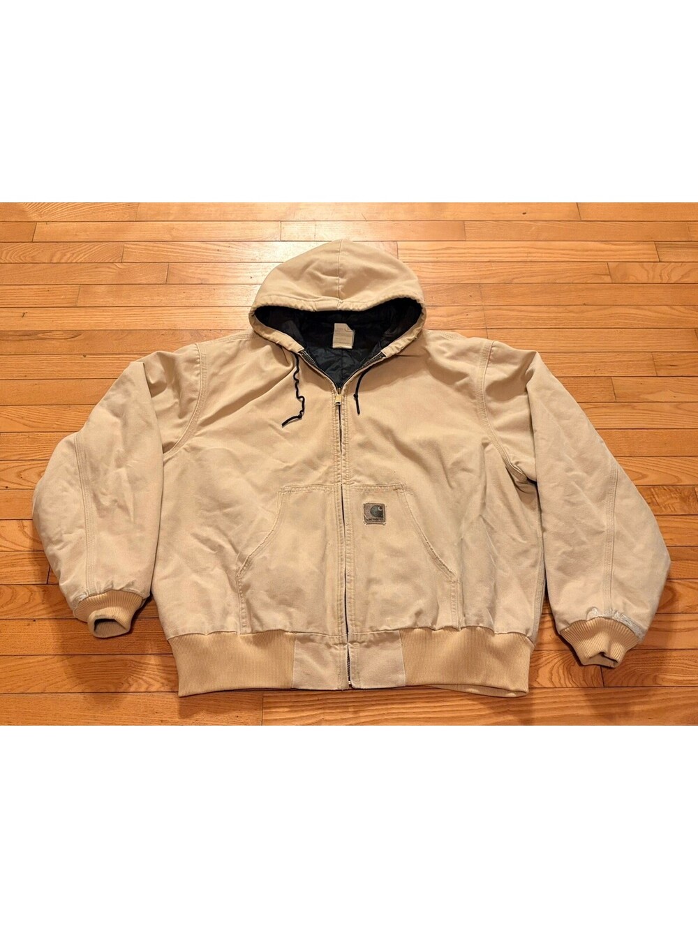 Vintage Carhartt J06WET Hooded Canvas Coat Quilted 2XL Distressed Union USA 90’s